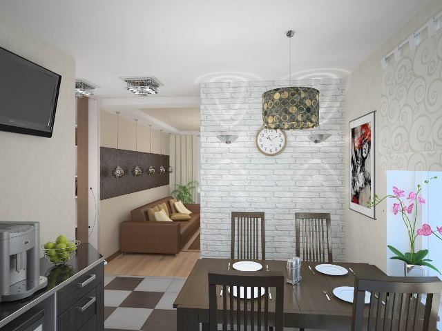 Белая кирпичная стена в интерьере гостиной в фото