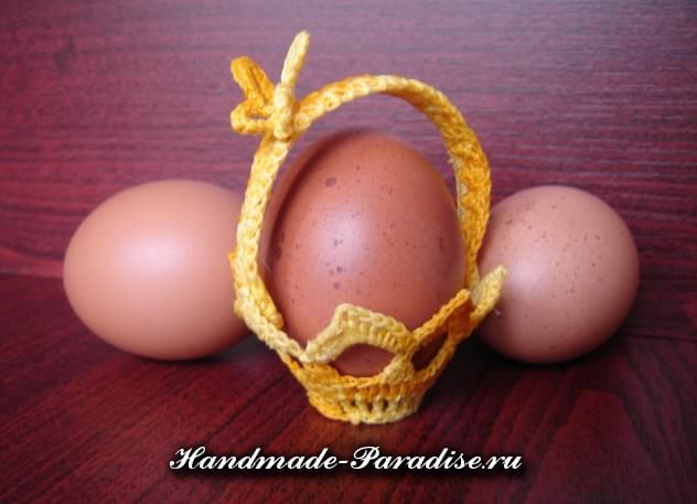 Вязание крючком корзинки для пасхальных яиц в фото