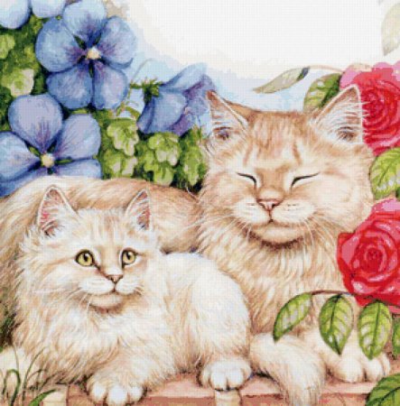 Схема вышивки крестом: «коты и котята» скачать бесплатно в фото