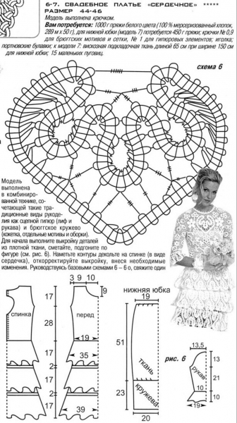 Свадебное платье крючком: схема с описанием и фото в фото