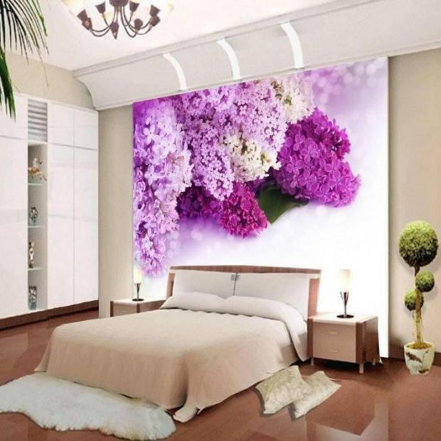 Fabulous-Bedroom-Wall-Murals-Ideas-For-Girl-Bedroom-Beautiful-Flower-purple-interior-themes